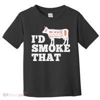 Chef Butcher Cook BBQ I'd Smoke That Funny Barbecue Cow Toddler T-Shirt thumb 0