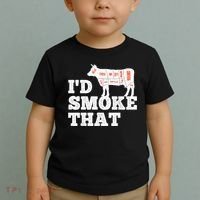 Chef Butcher Cook BBQ I'd Smoke That Funny Barbecue Cow Toddler T-Shirt thumb 2