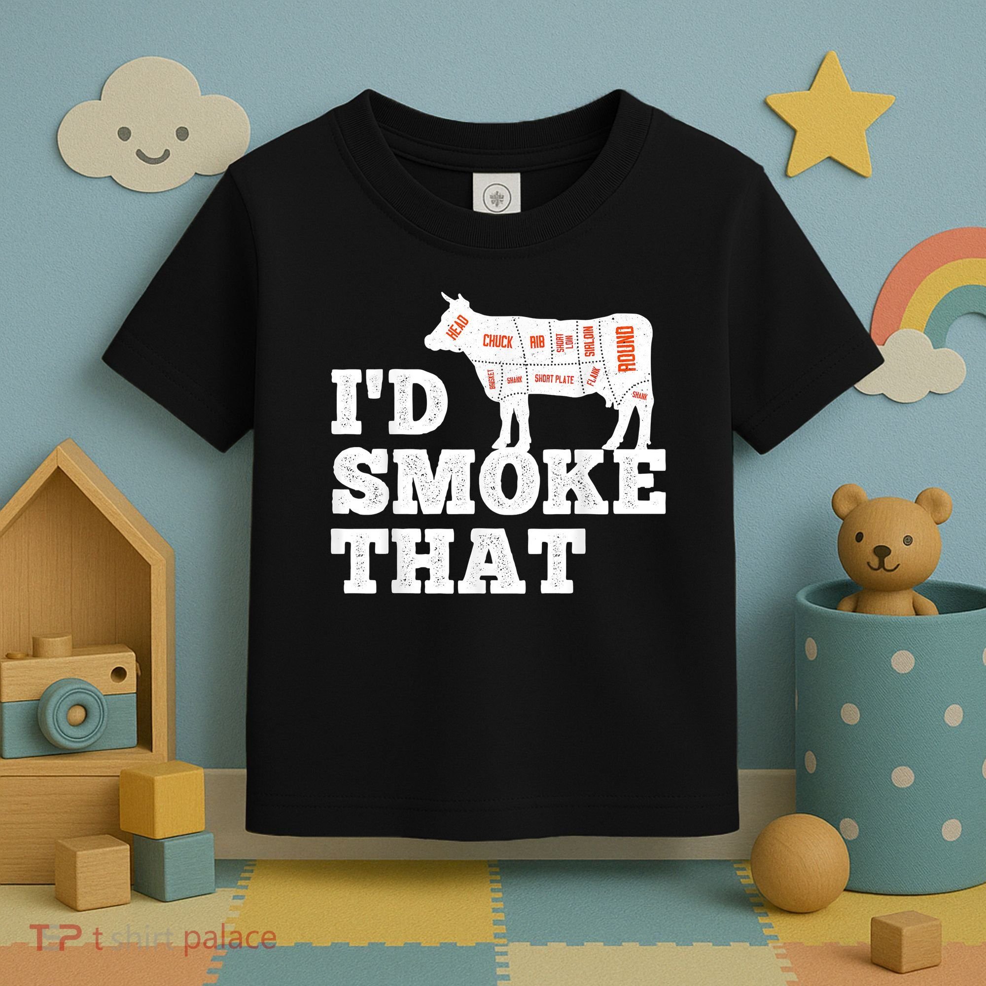 Chef Butcher Cook BBQ I'd Smoke That Funny Barbecue Cow Toddler T-Shirt