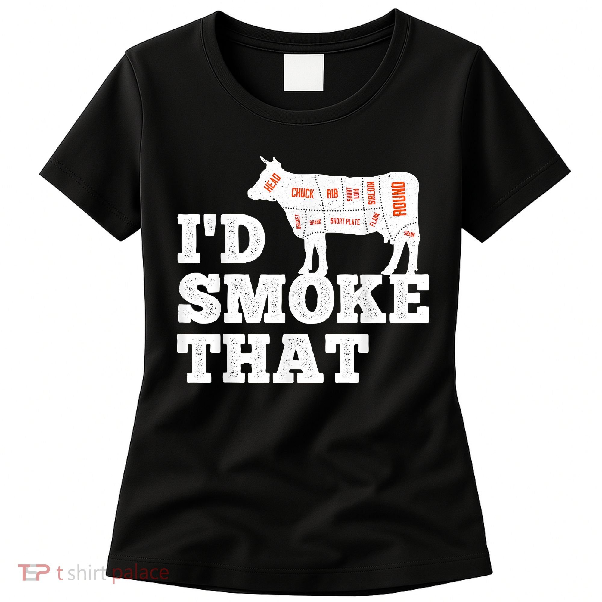 Chef Butcher Cook BBQ I'd Smoke That Funny Barbecue Cow Women's T-Shirt