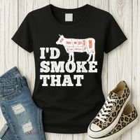 Chef Butcher Cook BBQ I'd Smoke That Funny Barbecue Cow Women's T-Shirt thumb 3