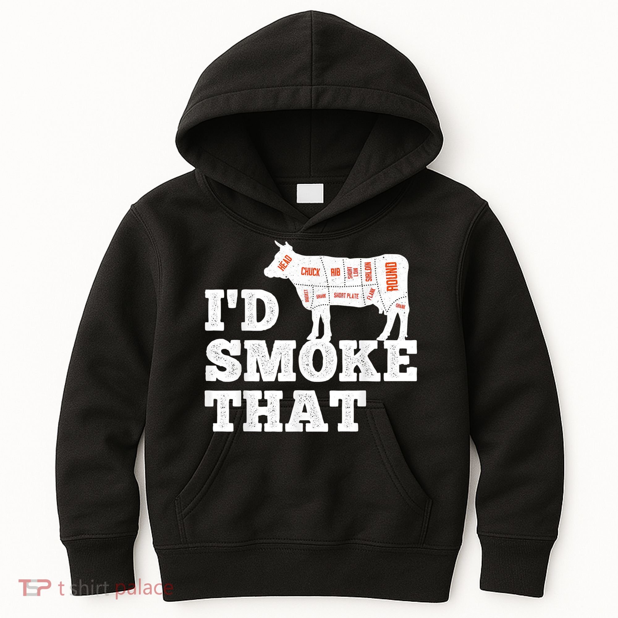 Chef Butcher Cook BBQ I'd Smoke That Funny Barbecue Cow Kids Hoodie