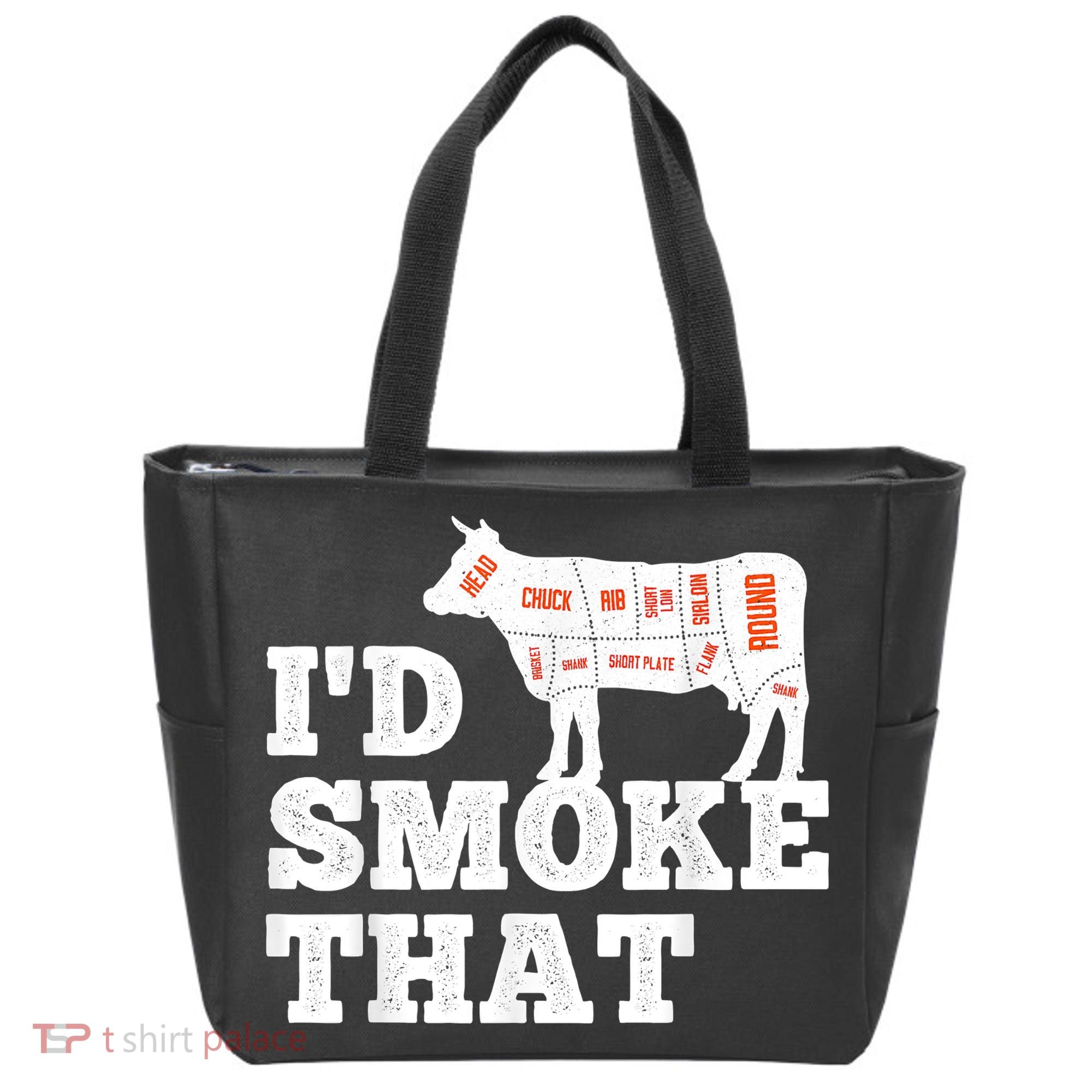 Chef Butcher Cook BBQ I'd Smoke That Funny Barbecue Cow Tote Bag