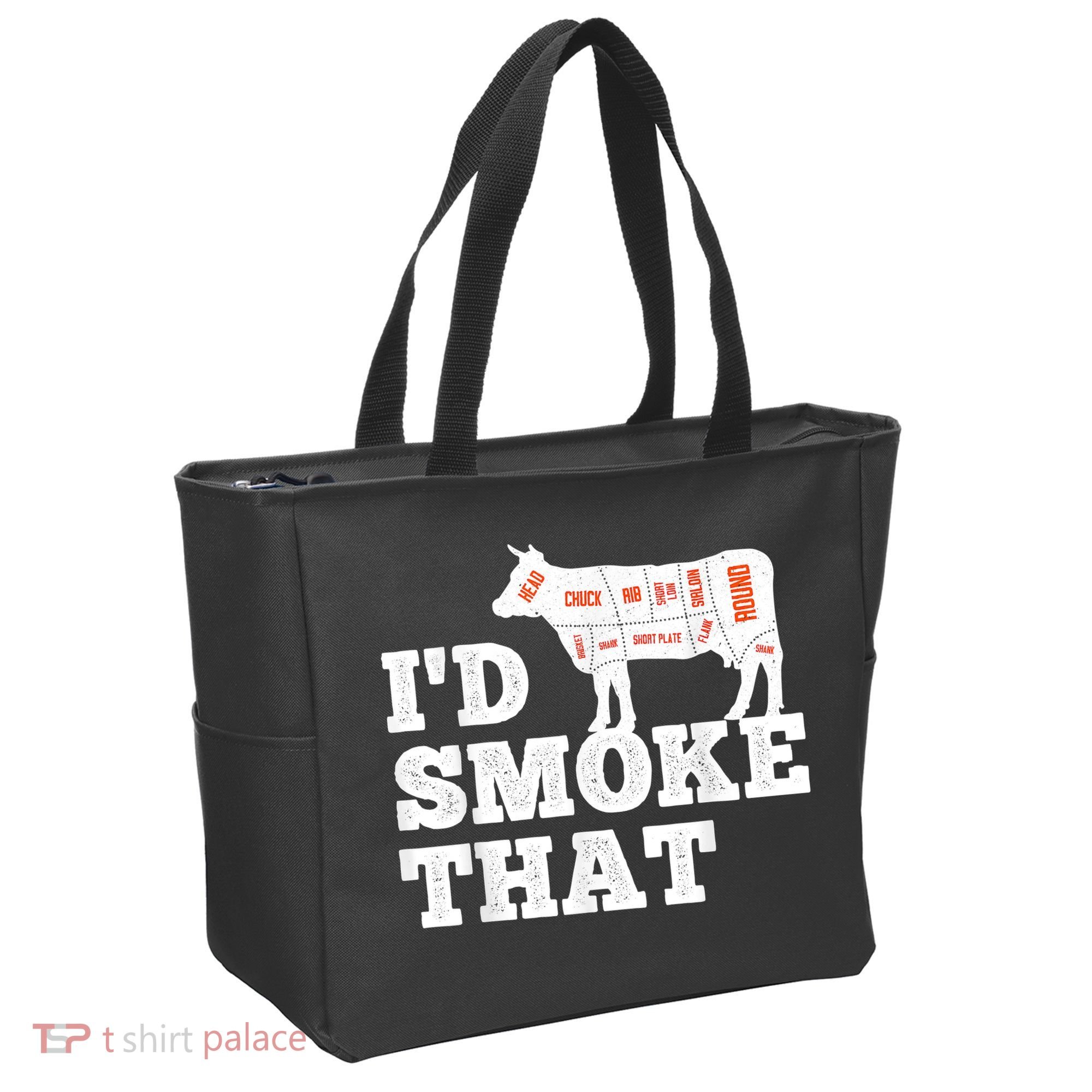 Chef Butcher Cook BBQ I'd Smoke That Funny Barbecue Cow Tote Bag