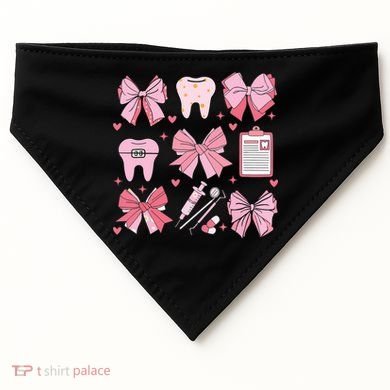 Coquette Bow Cute Teeth Dentist Squad Dental Assistant USA-Made Doggie Bandana