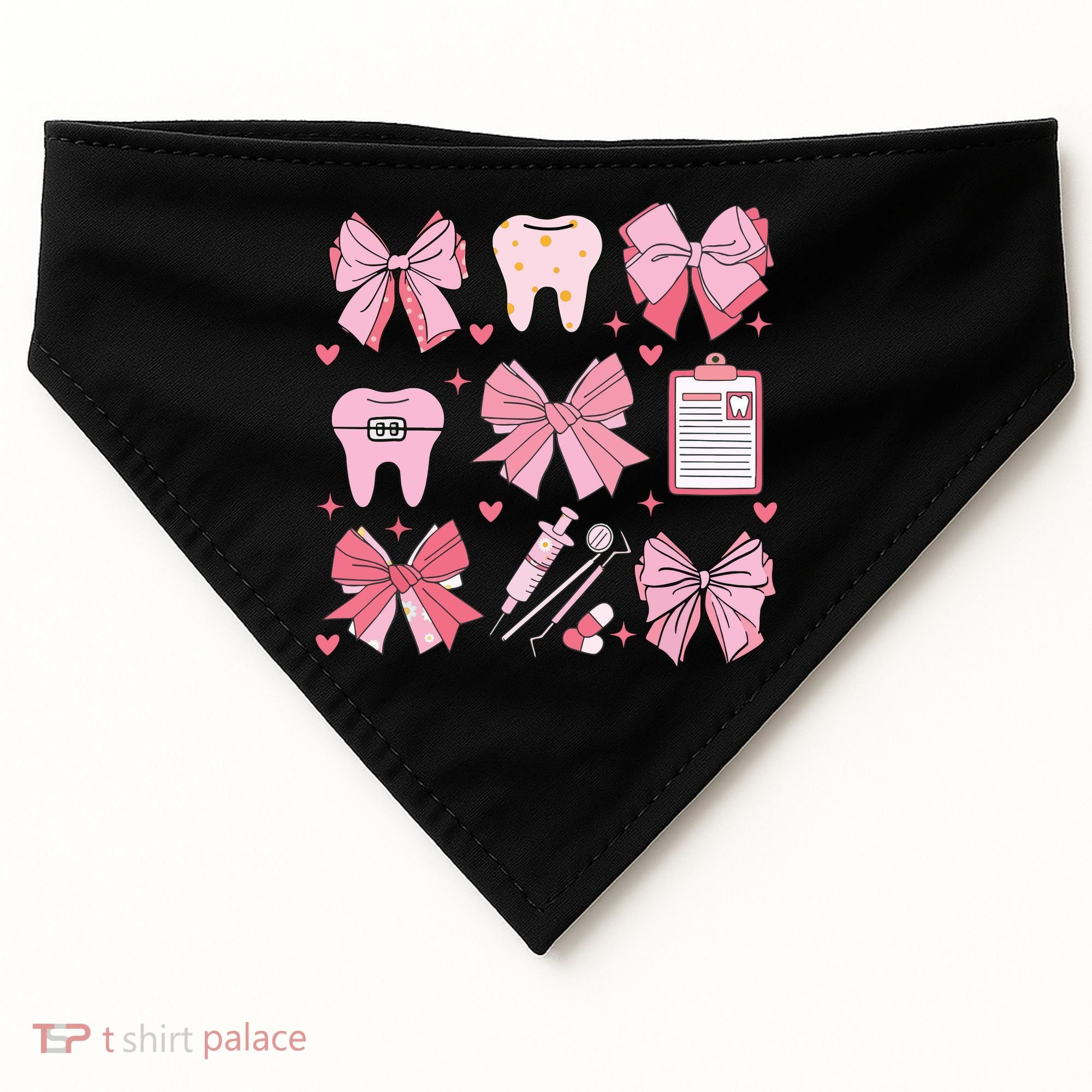 Coquette Bow Cute Teeth Dentist Squad Dental Assistant USA-Made Doggie Bandana