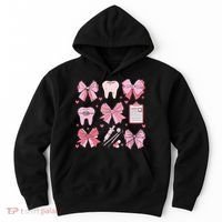 Coquette Bow Cute Teeth Dentist Squad Dental Assistant Hoodie thumb 0