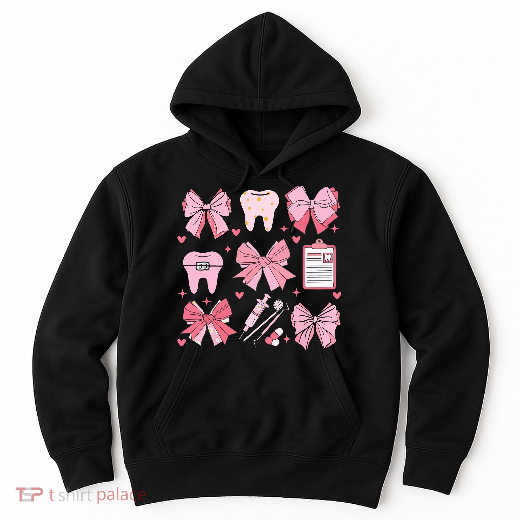 Coquette Bow Cute Teeth Dentist Squad Dental Assistant Hoodie