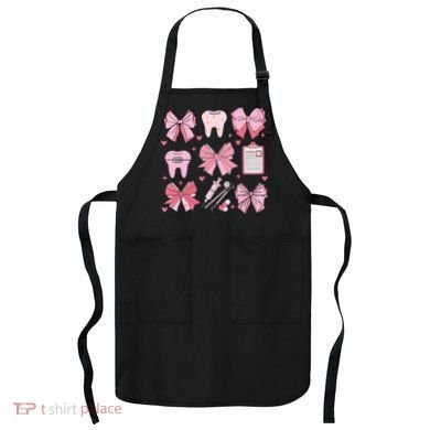 Coquette Bow Cute Teeth Dentist Squad Dental Assistant Apron
