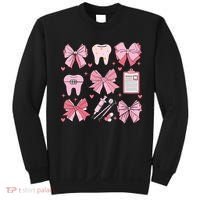 Coquette Bow Cute Teeth Dentist Squad Dental Assistant Sweatshirt thumb 0