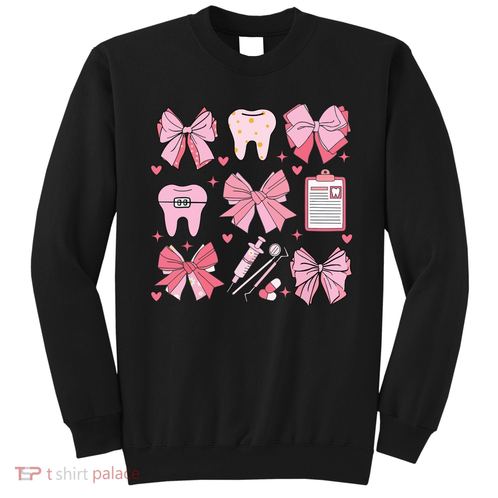 Coquette Bow Cute Teeth Dentist Squad Dental Assistant Sweatshirt