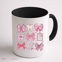 Coquette Bow Cute Teeth Dentist Squad Dental Assistant Coffee Mug thumb 1