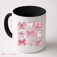 Coquette Bow Cute Teeth Dentist Squad Dental Assistant Coffee Mug thumb 0
