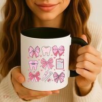 Coquette Bow Cute Teeth Dentist Squad Dental Assistant Coffee Mug thumb 3