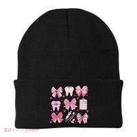 Coquette Bow Cute Teeth Dentist Squad Dental Assistant Beanie thumb 0