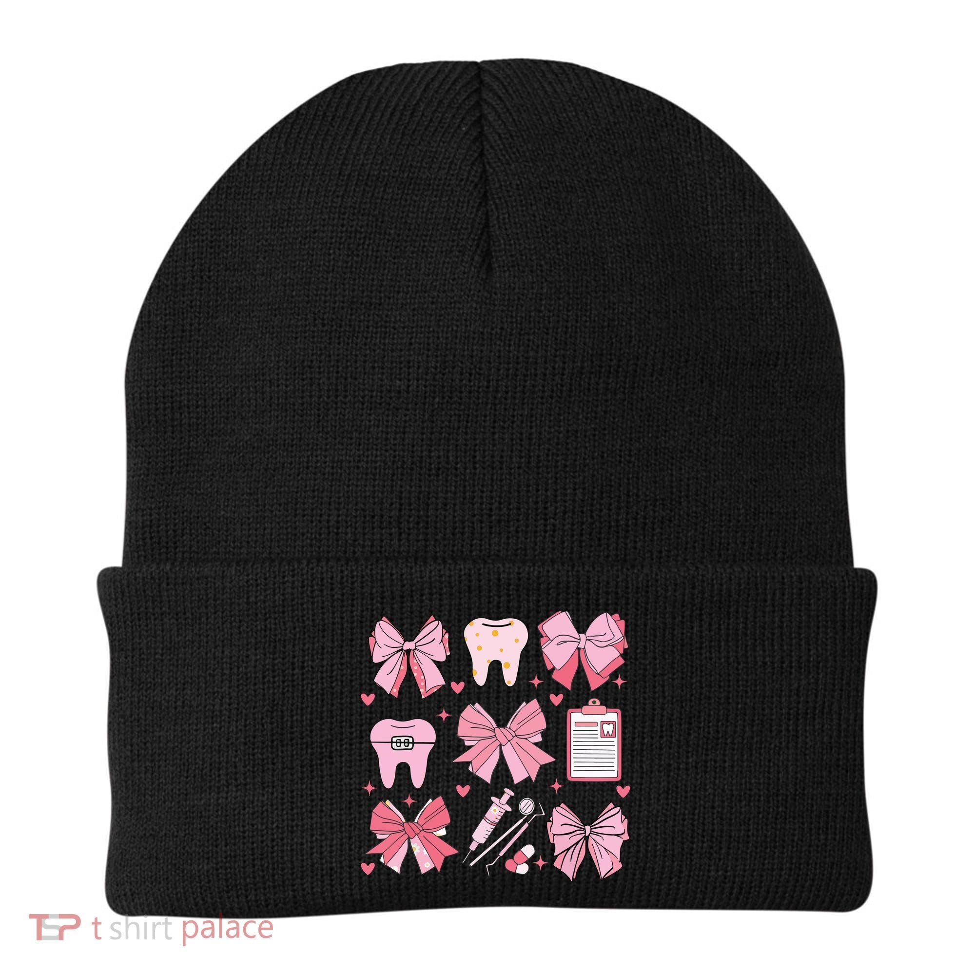 Coquette Bow Cute Teeth Dentist Squad Dental Assistant Beanie