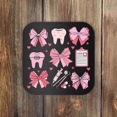 Coquette Bow Cute Teeth Dentist Squad Dental Assistant Coaster