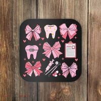 Coquette Bow Cute Teeth Dentist Squad Dental Assistant Coaster thumb 0