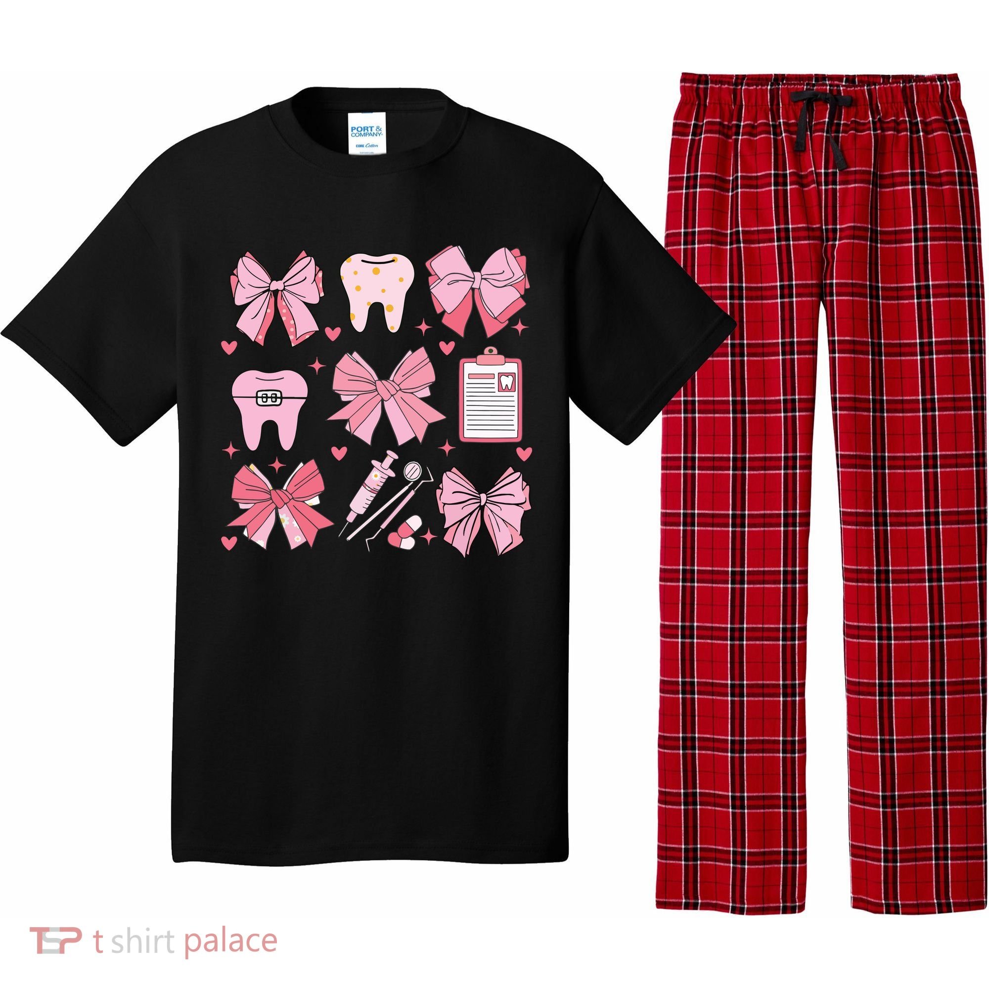Coquette Bow Cute Teeth Dentist Squad Dental Assistant Pajama Set