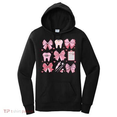 Coquette Bow Cute Teeth Dentist Squad Dental Assistant Women's Hoodie