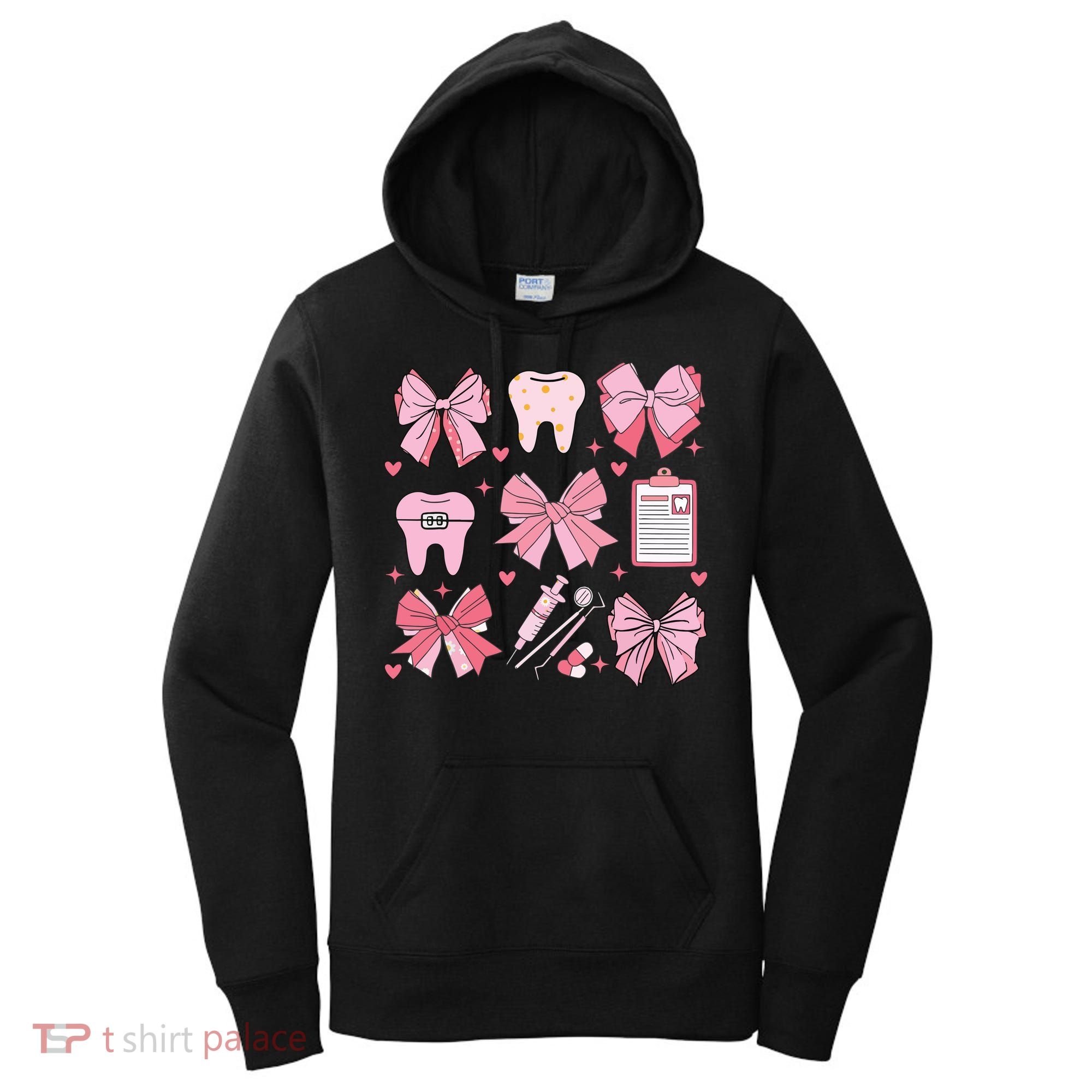Coquette Bow Cute Teeth Dentist Squad Dental Assistant Women's Hoodie