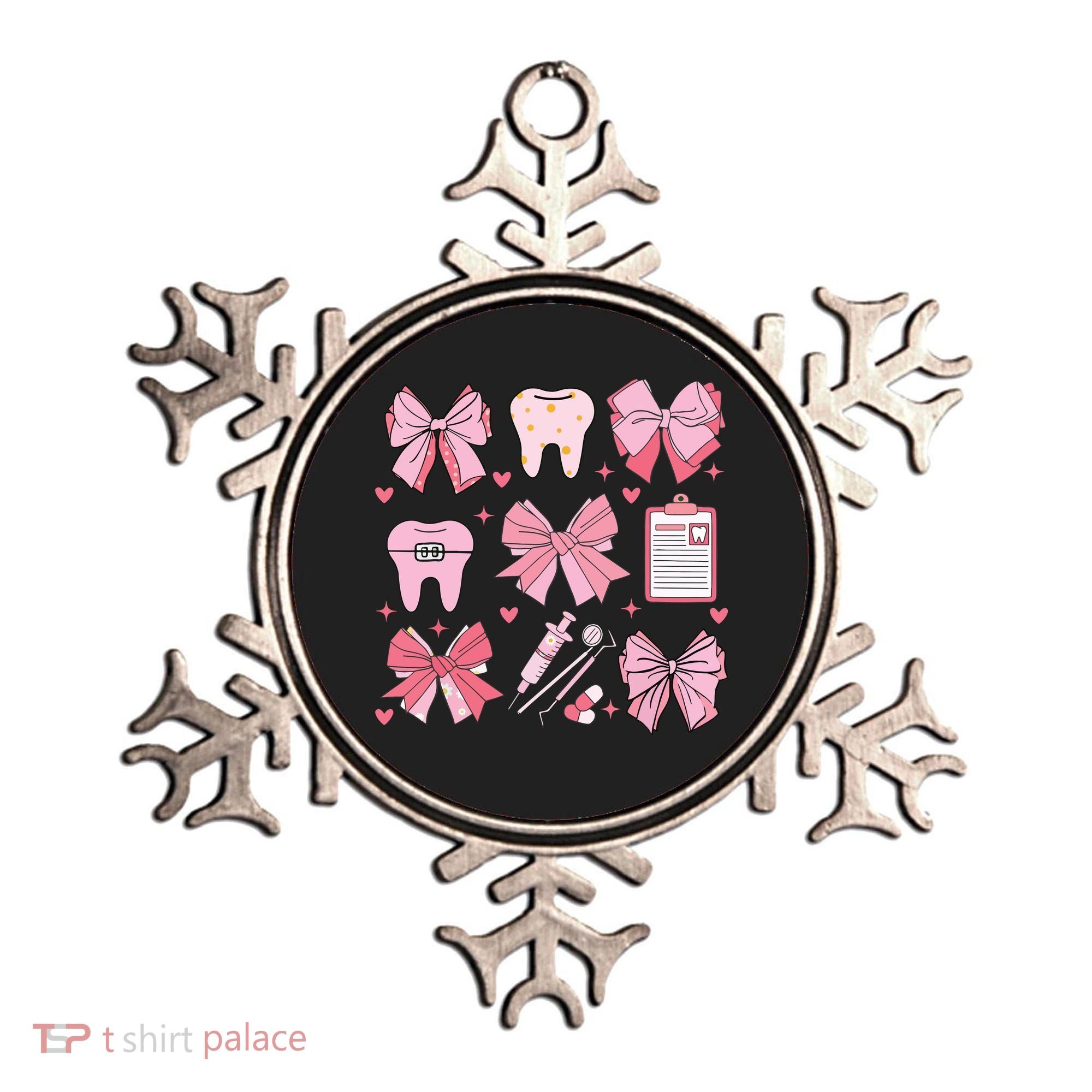 Coquette Bow Cute Teeth Dentist Squad Dental Assistant Ornament