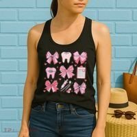 Coquette Bow Cute Teeth Dentist Squad Dental Assistant Women's Tank Top thumb 2