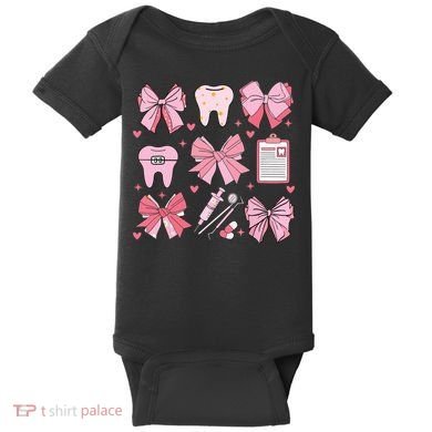 Coquette Bow Cute Teeth Dentist Squad Dental Assistant Baby Bodysuit