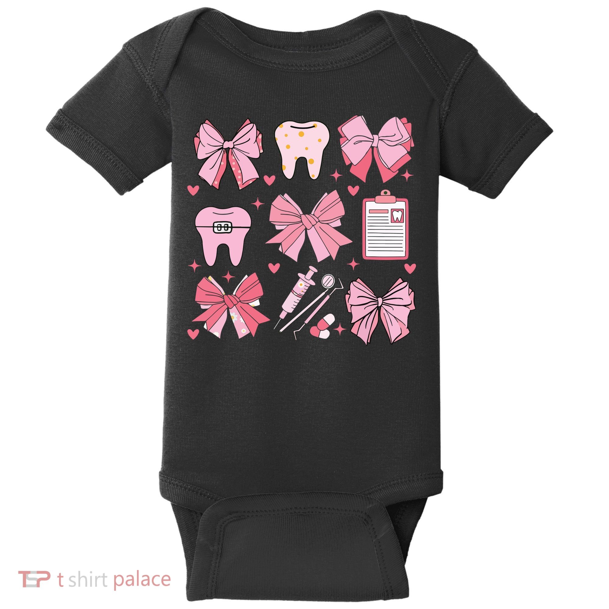 Coquette Bow Cute Teeth Dentist Squad Dental Assistant Baby Bodysuit