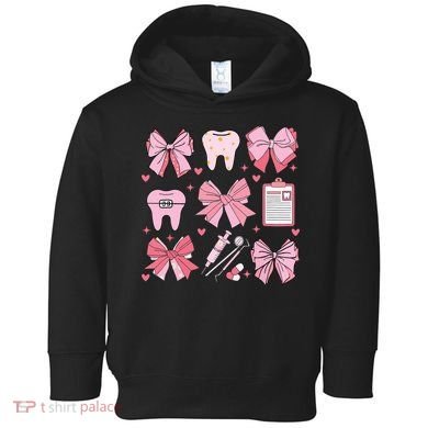 Coquette Bow Cute Teeth Dentist Squad Dental Assistant Toddler Hoodie