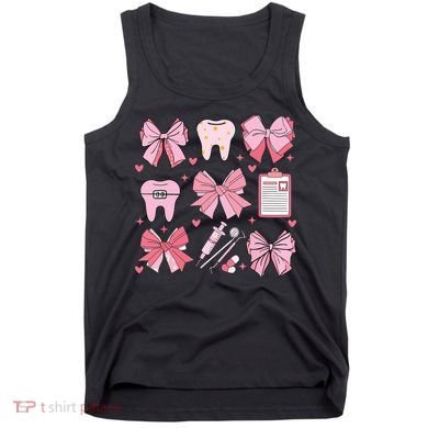 Coquette Bow Cute Teeth Dentist Squad Dental Assistant Tank Top