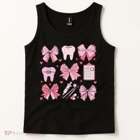 Coquette Bow Cute Teeth Dentist Squad Dental Assistant Tank Top thumb 2