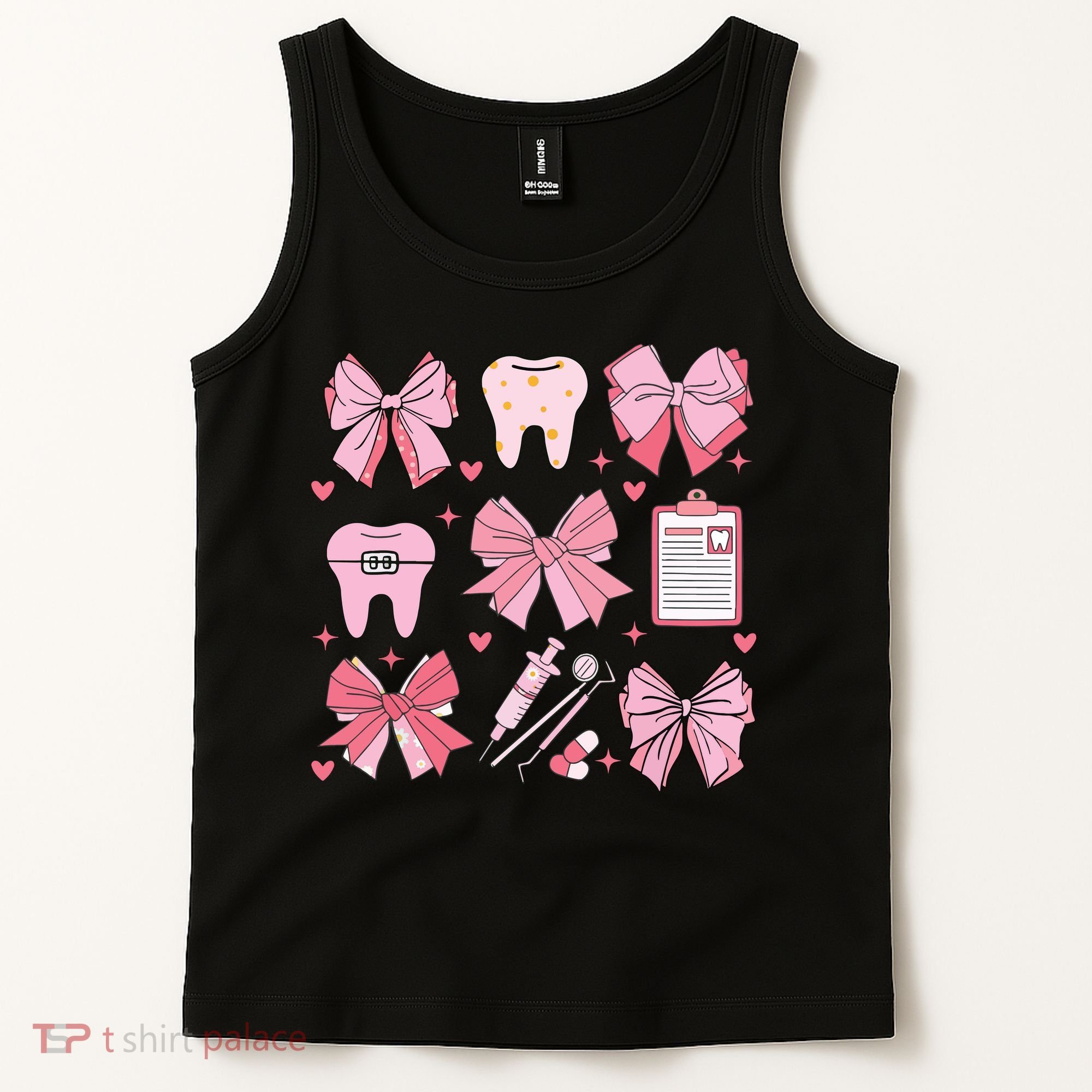 Coquette Bow Cute Teeth Dentist Squad Dental Assistant Tank Top