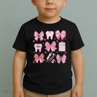 Coquette Bow Cute Teeth Dentist Squad Dental Assistant Toddler T-Shirt thumb 2
