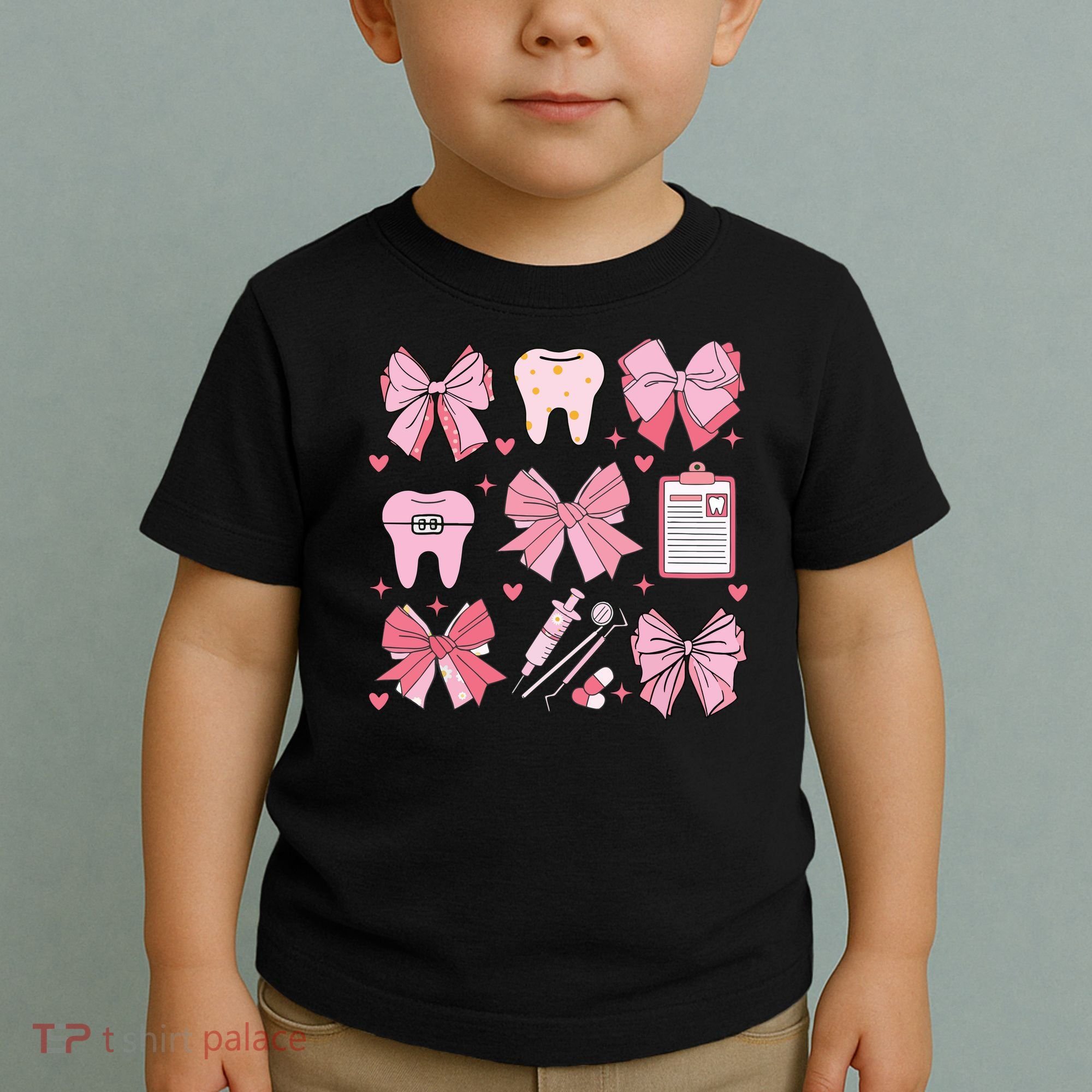 Coquette Bow Cute Teeth Dentist Squad Dental Assistant Toddler T-Shirt
