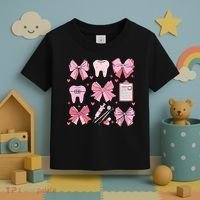 Coquette Bow Cute Teeth Dentist Squad Dental Assistant Toddler T-Shirt thumb 3