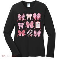 Coquette Bow Cute Teeth Dentist Squad Dental Assistant Women's Long Sleeve Shirt thumb 0