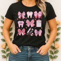 Coquette Bow Cute Teeth Dentist Squad Dental Assistant Women's T-Shirt thumb 2