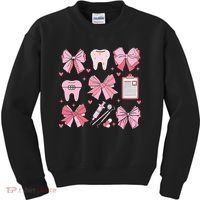 Coquette Bow Cute Teeth Dentist Squad Dental Assistant Kids Sweatshirt thumb 0