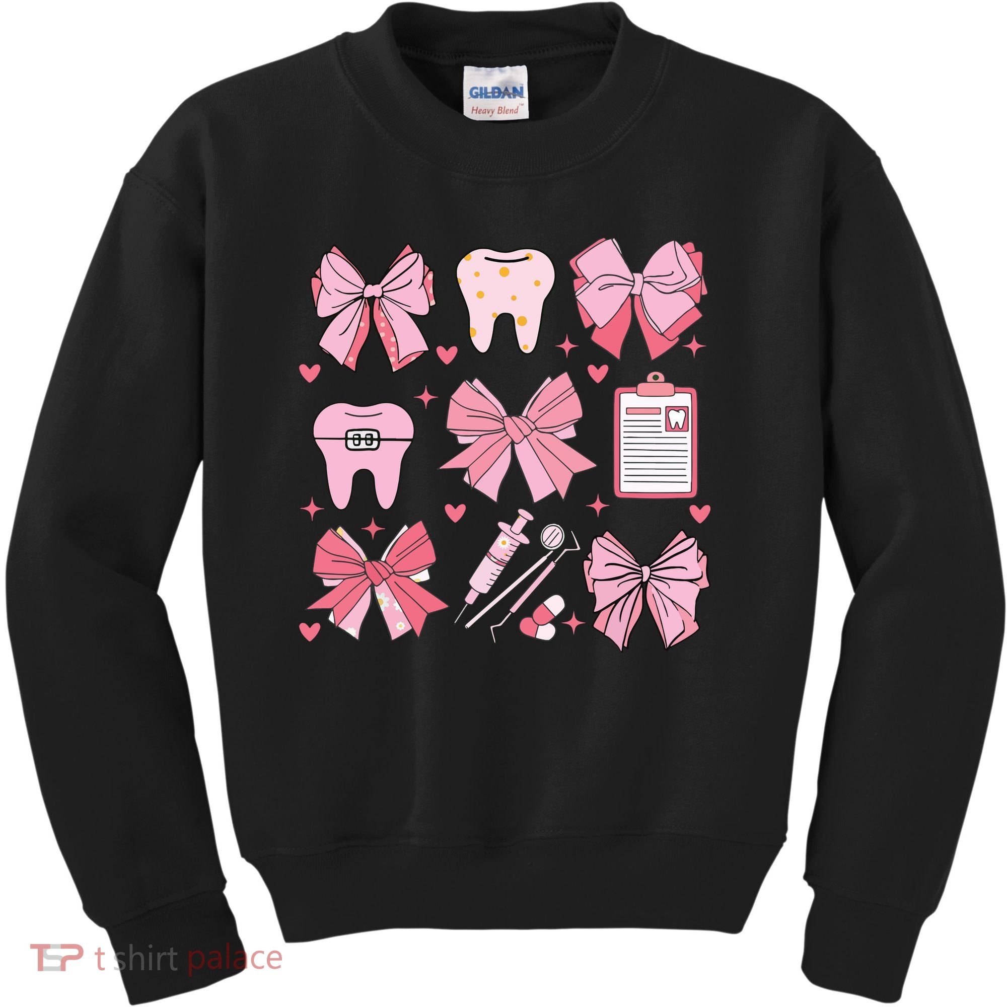 Coquette Bow Cute Teeth Dentist Squad Dental Assistant Kids Sweatshirt
