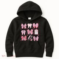 Coquette Bow Cute Teeth Dentist Squad Dental Assistant Kids Hoodie thumb 0