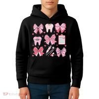Coquette Bow Cute Teeth Dentist Squad Dental Assistant Kids Hoodie thumb 4