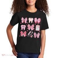 Coquette Bow Cute Teeth Dentist Squad Dental Assistant Kids T-Shirt thumb 2
