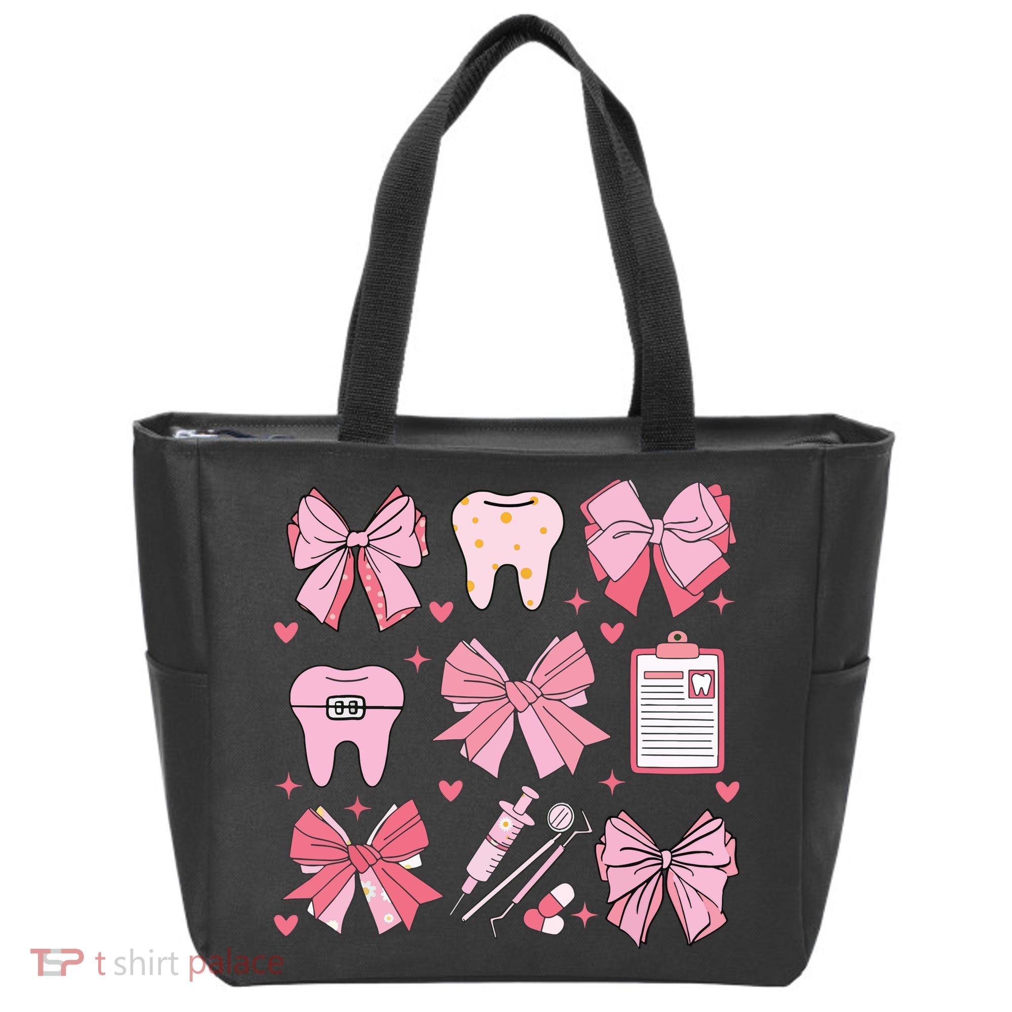 Coquette Bow Cute Teeth Dentist Squad Dental Assistant Tote Bag