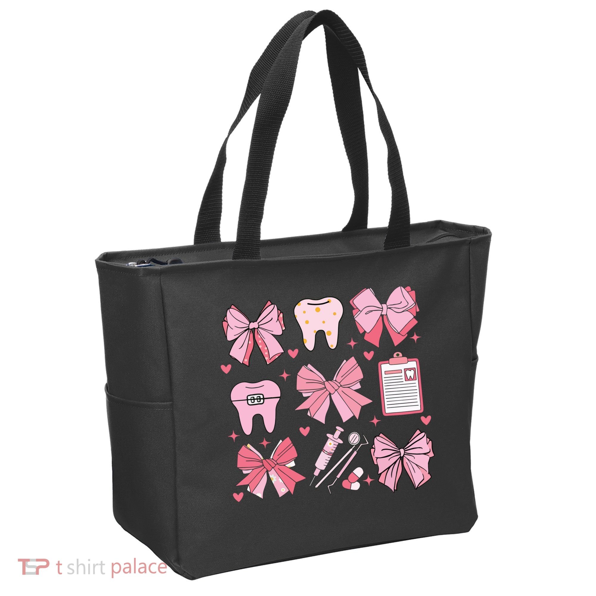 Coquette Bow Cute Teeth Dentist Squad Dental Assistant Tote Bag