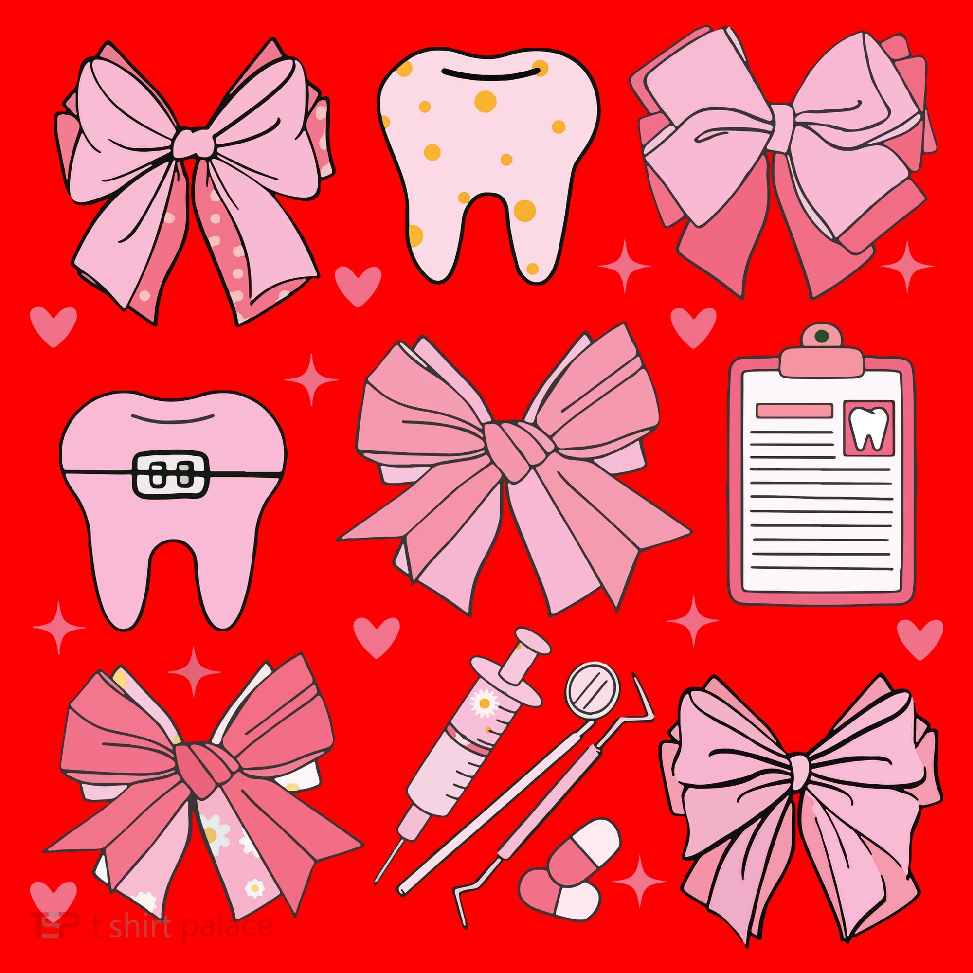 Coquette Bow Cute Teeth Dentist Squad Dental Assistant Santa Hat