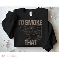 Chef Butcher Cook BBQ I'd Smoke That Cow Beef Sweatshirt thumb 2