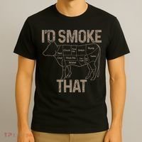 Chef Butcher Cook BBQ I'd Smoke That Cow Beef T-Shirt thumb 3