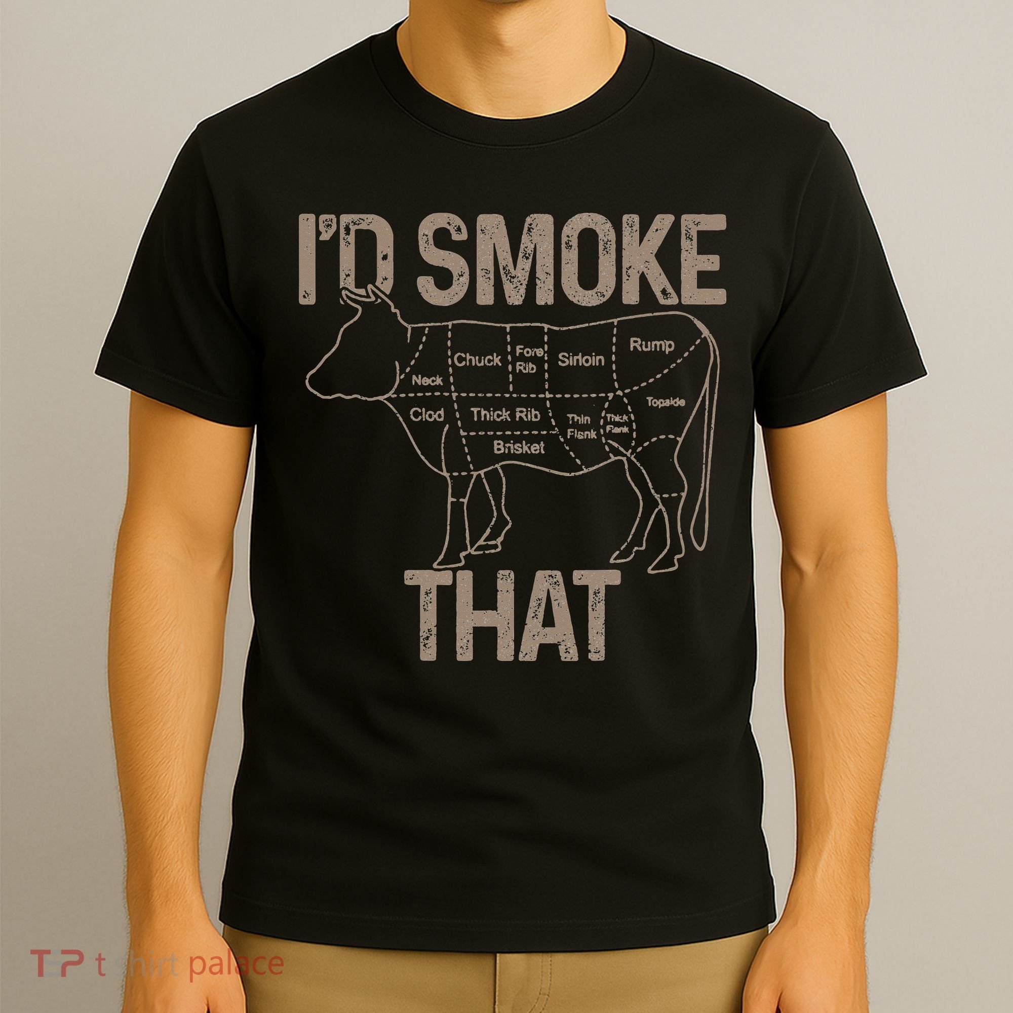 Chef Butcher Cook BBQ I'd Smoke That Cow Beef T-Shirt