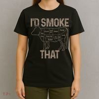 Chef Butcher Cook BBQ I'd Smoke That Cow Beef T-Shirt thumb 4